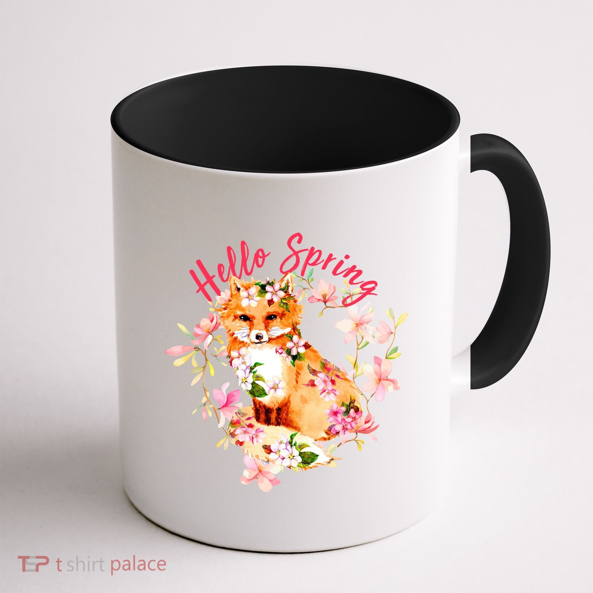 Cute Hello Spring Flower Fox Coffee Mug