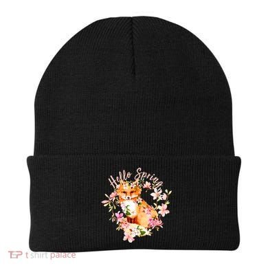 Cute Hello Spring Flower Fox Beanie