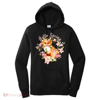 Cute Hello Spring Flower Fox Women's Hoodie