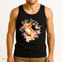 Cute Hello Spring Flower Fox Tank Top thumb 3