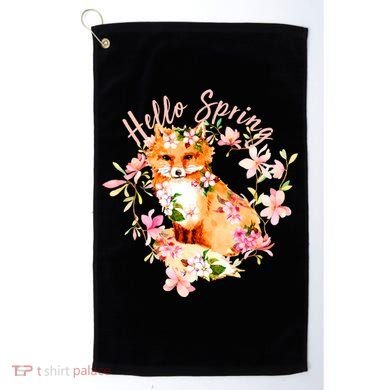 Cute Hello Spring Flower Fox Golf Towel