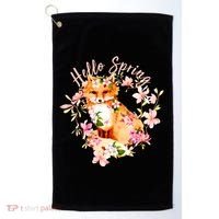 Cute Hello Spring Flower Fox Golf Towel thumb 0