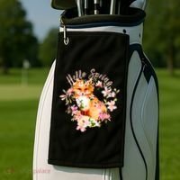 Cute Hello Spring Flower Fox Golf Towel thumb 2