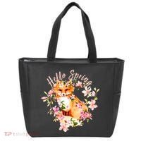 Cute Hello Spring Flower Fox Tote Bag thumb 0