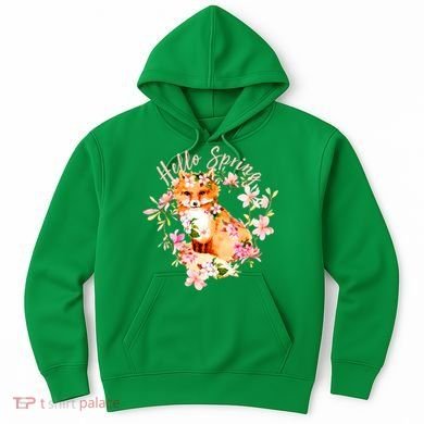 Cute Hello Spring Flower Fox Hoodie
