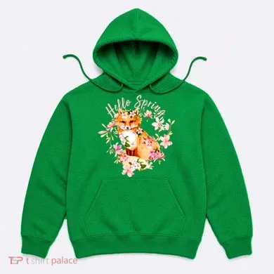 Cute Hello Spring Flower Fox Hoodie