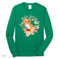 Cute Hello Spring Flower Fox Long Sleeve Shirt thumb 0