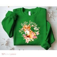 Cute Hello Spring Flower Fox Sweatshirt thumb 2