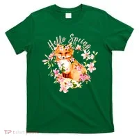 Cute Hello Spring Flower Fox T-Shirt thumb 0