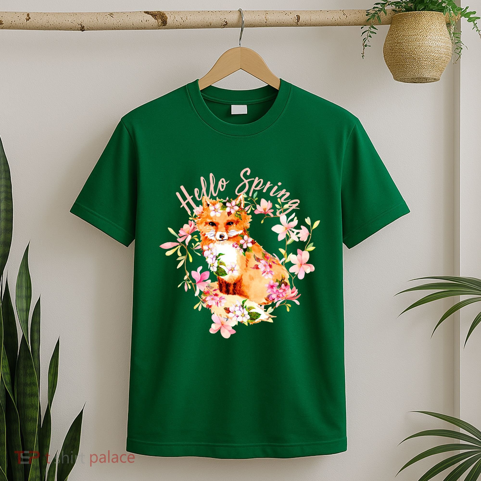 Cute Hello Spring Flower Fox T-Shirt