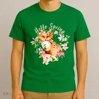 Cute Hello Spring Flower Fox T-Shirt thumb 3