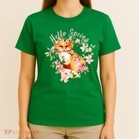 Cute Hello Spring Flower Fox T-Shirt thumb 4