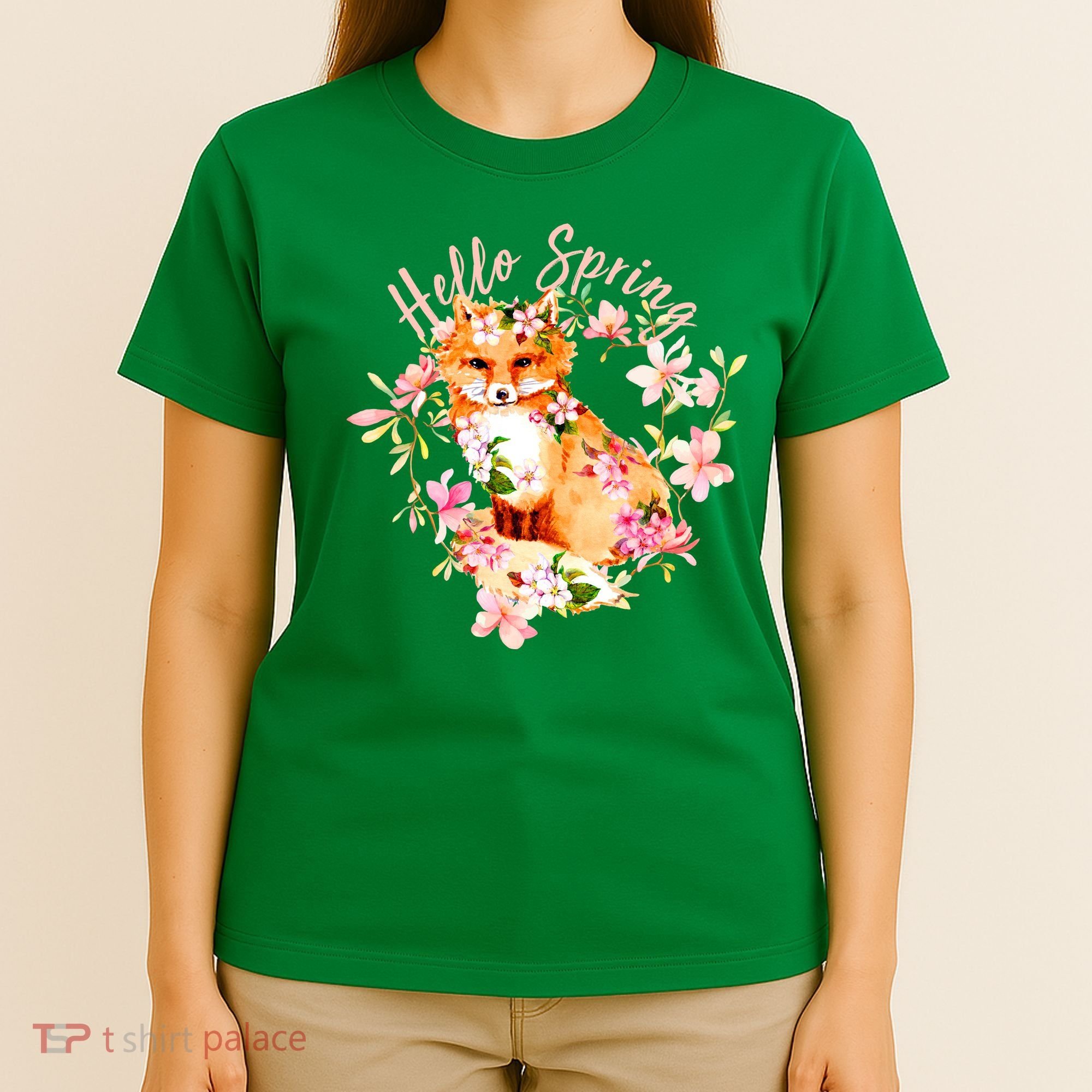 Cute Hello Spring Flower Fox T-Shirt