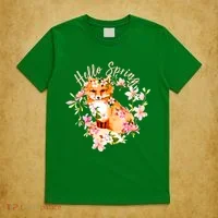 Cute Hello Spring Flower Fox T-Shirt thumb 5