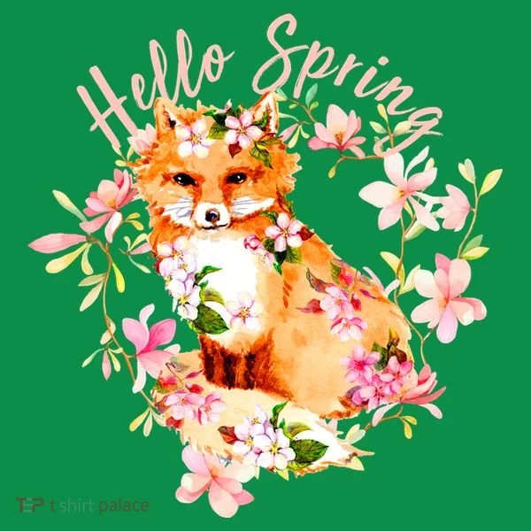 Cute Hello Spring Flower Fox T-Shirt