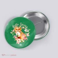 Cute Hello Spring Flower Fox Button thumb 0