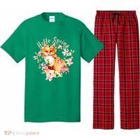 Cute Hello Spring Flower Fox Pajama Set thumb 0
