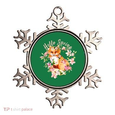 Cute Hello Spring Flower Fox Ornament