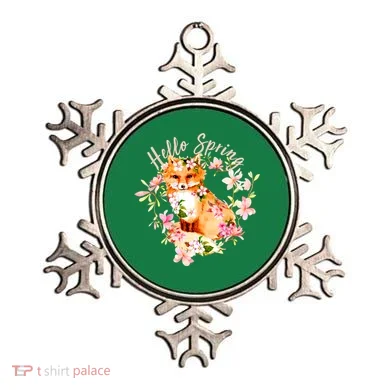 Cute Hello Spring Flower Fox Ornament