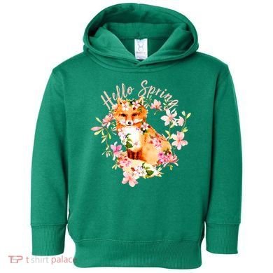 Cute Hello Spring Flower Fox Toddler Hoodie