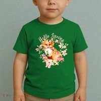 Cute Hello Spring Flower Fox Toddler T-Shirt thumb 2