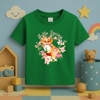 Cute Hello Spring Flower Fox Toddler T-Shirt thumb 3