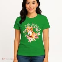 Cute Hello Spring Flower Fox Women's T-Shirt thumb 4