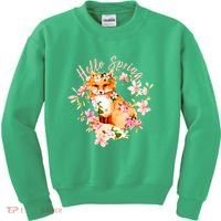 Cute Hello Spring Flower Fox Kids Sweatshirt thumb 0