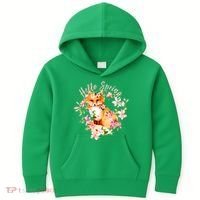 Cute Hello Spring Flower Fox Kids Hoodie thumb 0