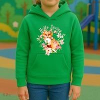 Cute Hello Spring Flower Fox Kids Hoodie thumb 3