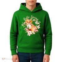 Cute Hello Spring Flower Fox Kids Hoodie thumb 4