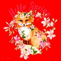 Cute Hello Spring Flower Fox Santa Hat thumb 1