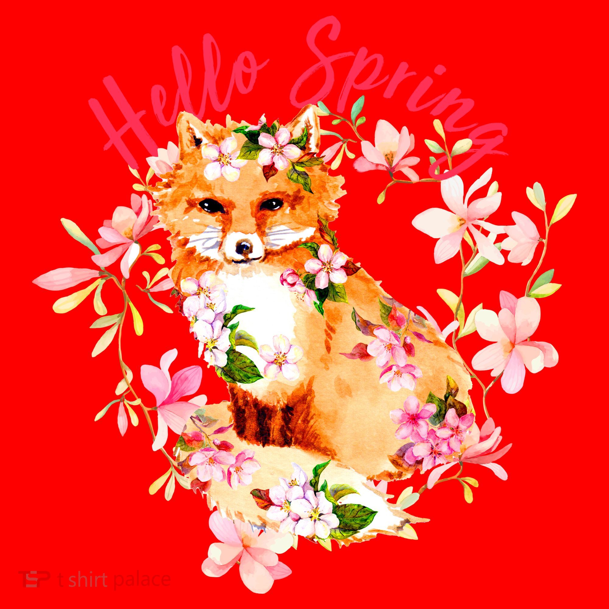 Cute Hello Spring Flower Fox Santa Hat