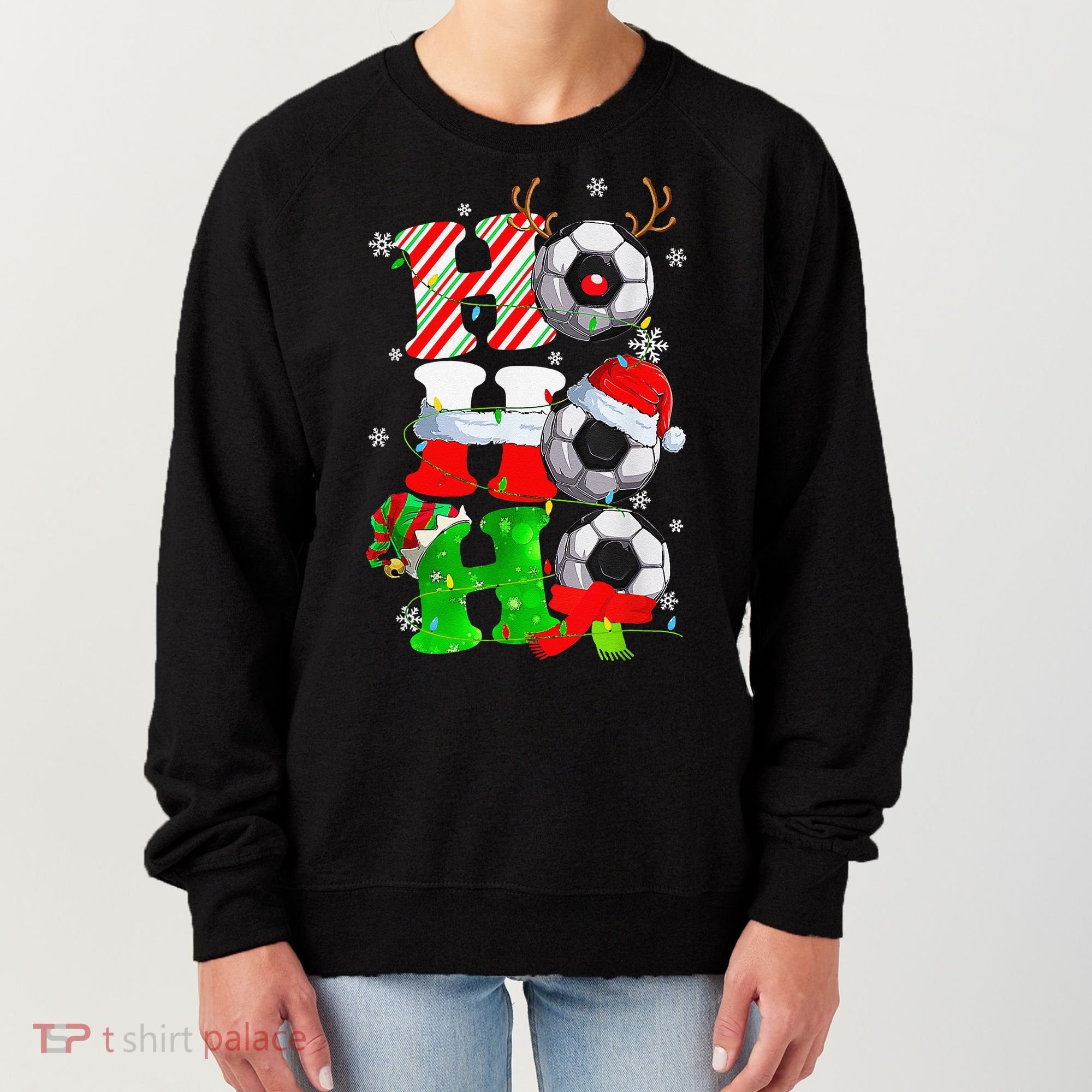 Christmas HoHoHo Santa Reindeer Soccer Pajama Gifts Women's Sweatshirt