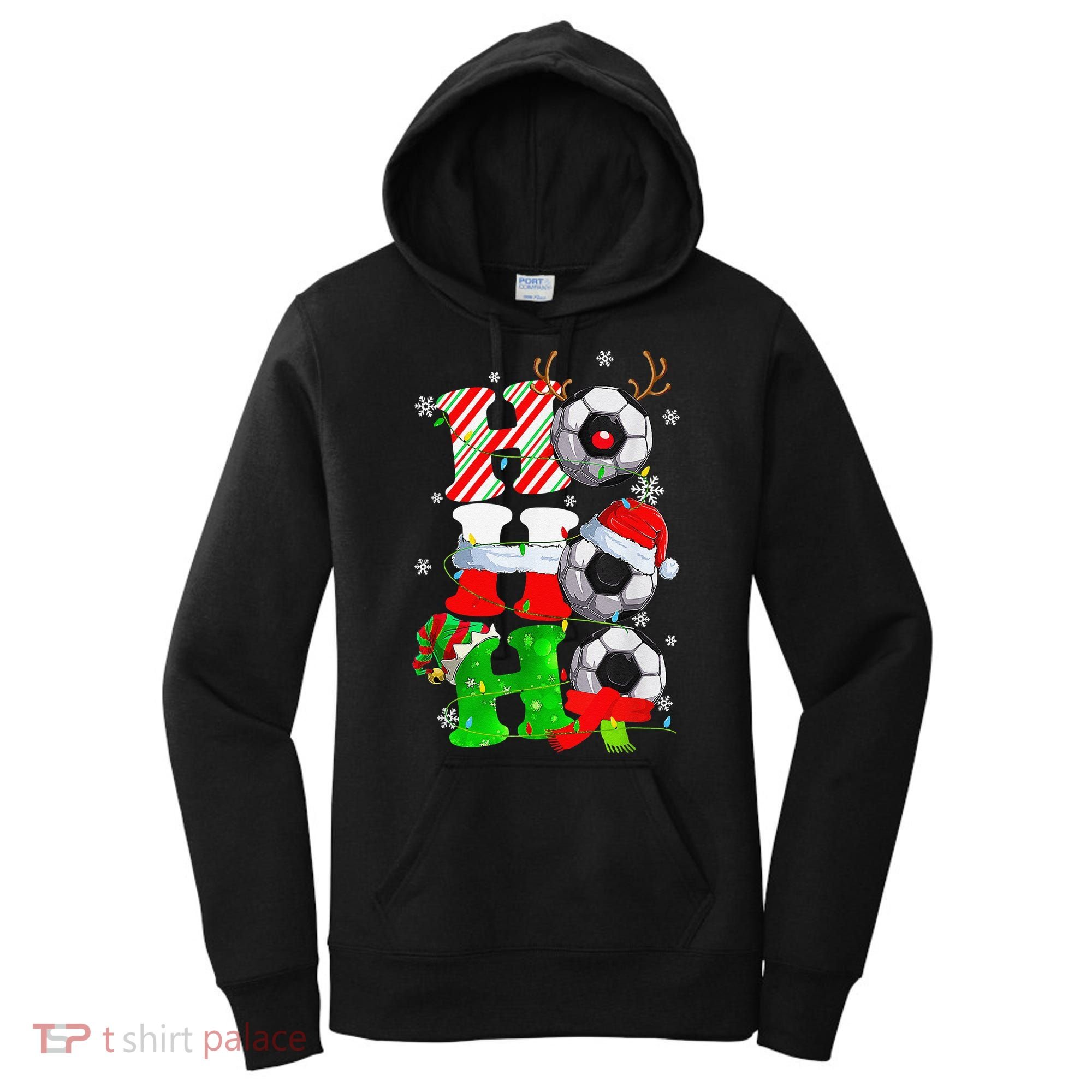 Christmas HoHoHo Santa Reindeer Soccer Pajama Gifts Women's Hoodie