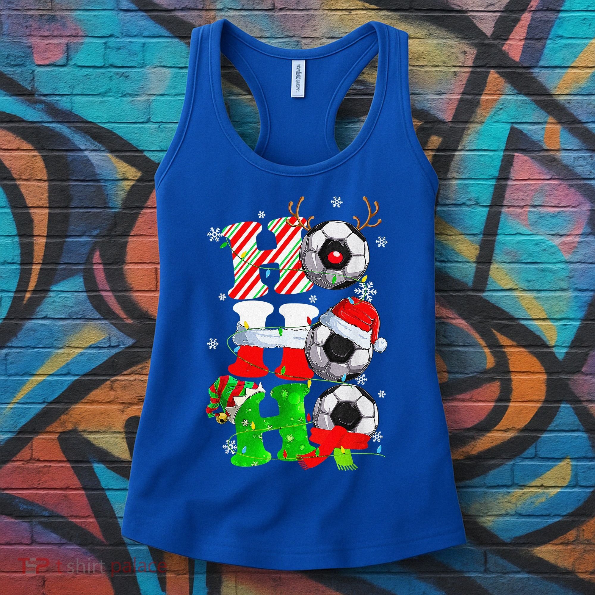 Christmas HoHoHo Santa Reindeer Soccer Pajama Gifts Women's Tank Top