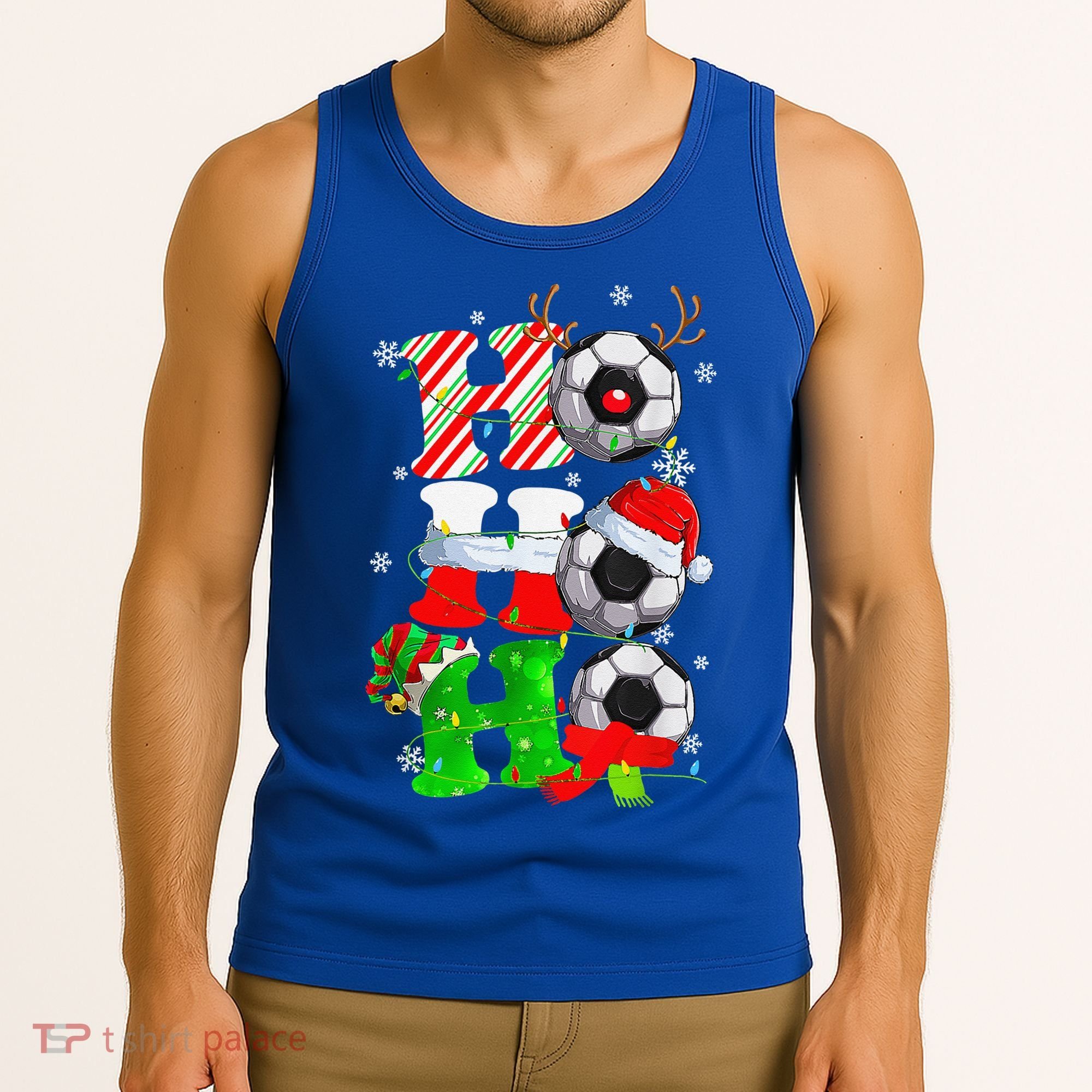 Christmas HoHoHo Santa Reindeer Soccer Pajama Gifts Tank Top