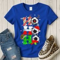 Christmas HoHoHo Santa Reindeer Soccer Pajama Gifts Women's T-Shirt thumb 3