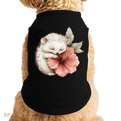 Cute Hedgehog Sleeping Hugging Flower Doggie Tank