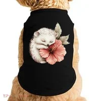Cute Hedgehog Sleeping Hugging Flower Doggie Tank thumb 0