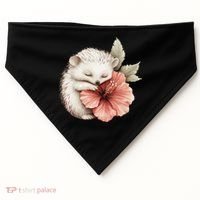 Cute Hedgehog Sleeping Hugging Flower USA-Made Doggie Bandana thumb 0