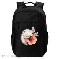 Cute Hedgehog Sleeping Hugging Flower Backpack thumb 0