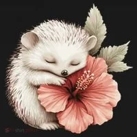 Cute Hedgehog Sleeping Hugging Flower Bucket Hat thumb 4