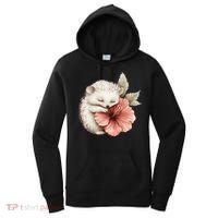 Cute Hedgehog Sleeping Hugging Flower Women's Hoodie thumb 0