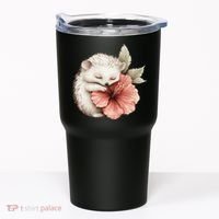 Cute Hedgehog Sleeping Hugging Flower Tumbler thumb 0