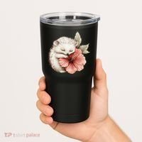 Cute Hedgehog Sleeping Hugging Flower Tumbler thumb 2