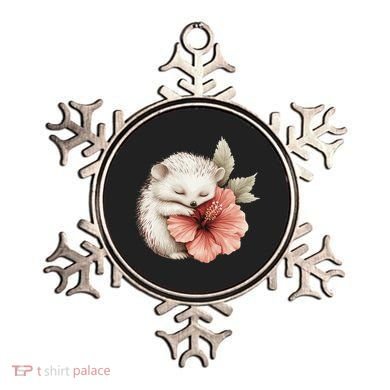 Cute Hedgehog Sleeping Hugging Flower Ornament