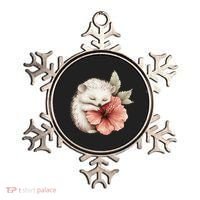 Cute Hedgehog Sleeping Hugging Flower Ornament thumb 0