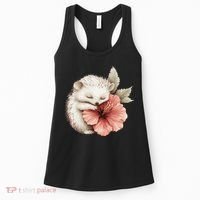 Cute Hedgehog Sleeping Hugging Flower Women's Tank Top thumb 0