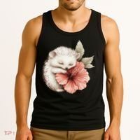 Cute Hedgehog Sleeping Hugging Flower Tank Top thumb 3